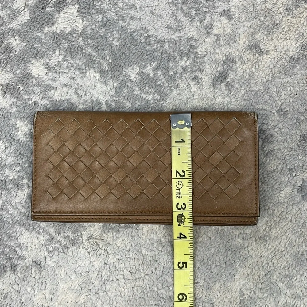 Bottega Veneta Intrecciato Long Wallet Bifold Milk Chocolate Brown Woven Leather